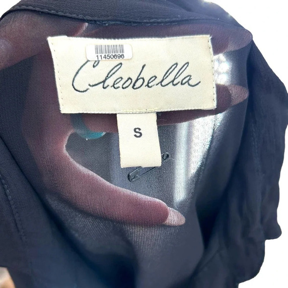 Cleobella Autumn Sheer Blouse Black Button‎ Down Size Small - Picture 8 of 10